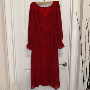 Talbots Red Long Sleeve Dress Size 16